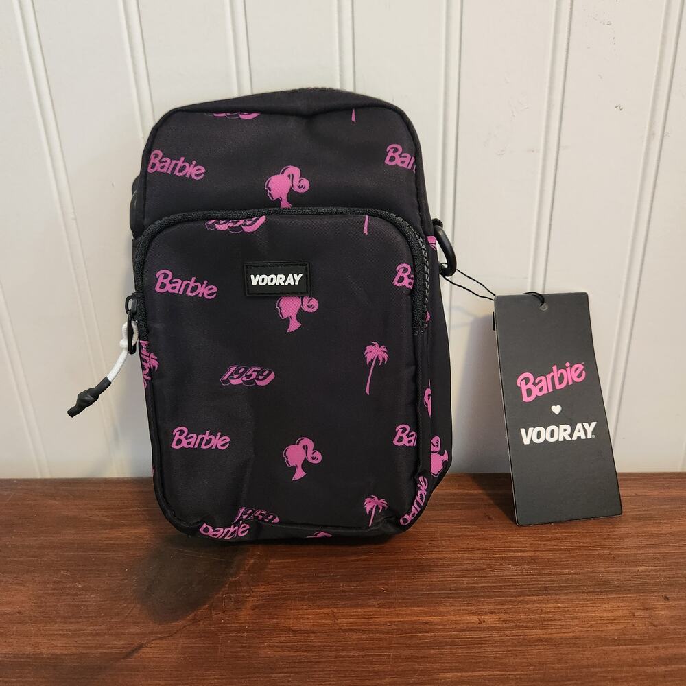 Barbie Quinn Belt Bag Crossbody Black and Hot Pink Small Barbie Logo‎